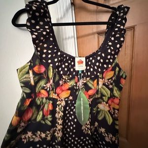 Farm rio dress! Mini dress beautiful fabric. Empire waist. scoop neck.